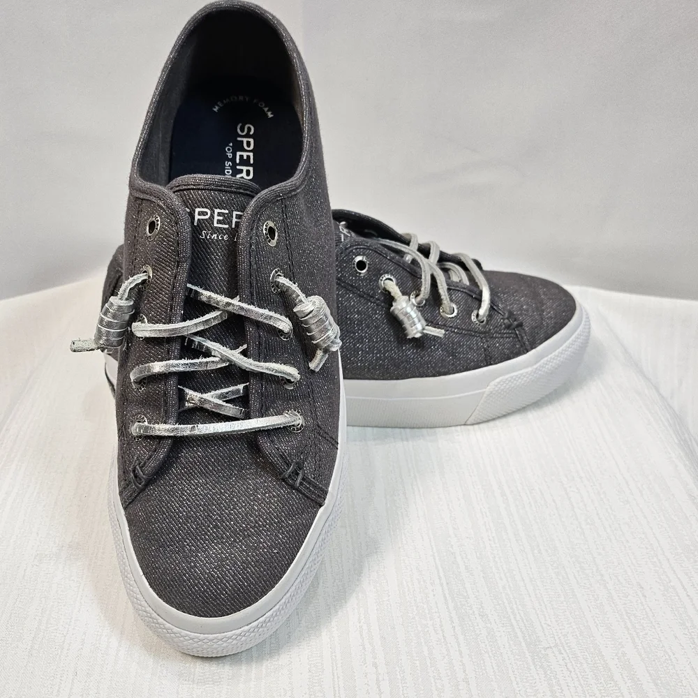Sperry Top Sider Sky Sail Metallic Gray Sneakers